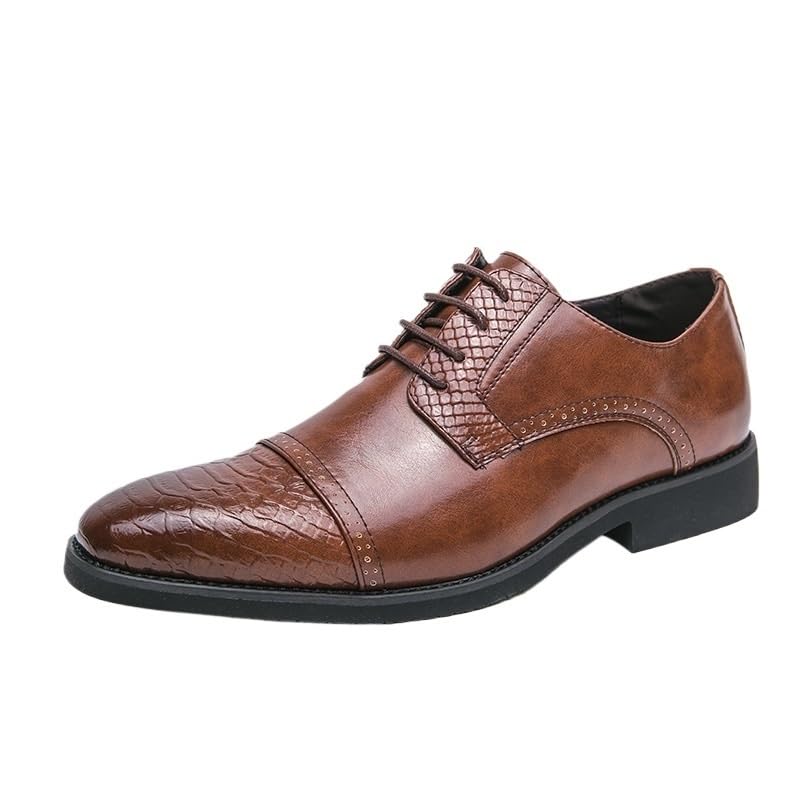 Classic Oxford Shoes Wedding Men's Leather Shoes Comfortable Fit Men's Hollow Dress Shoes with Removable Insoles