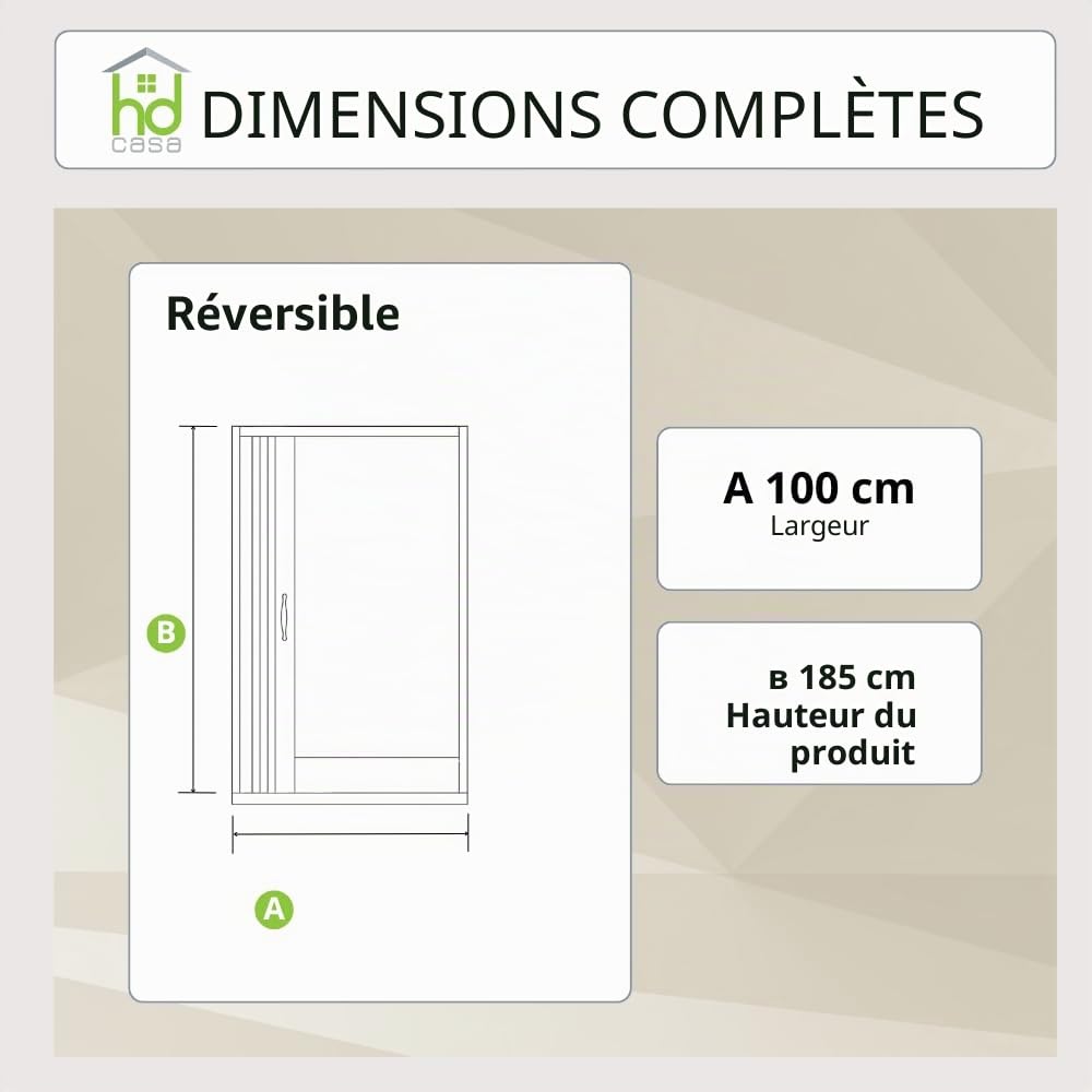 HDcasa Cabine de douche pliante en PVC, modèle Giada, porte extensible unique avec panneaux semi-transparents, ouverture latérale, gain place, blanche, fabriquée Italie, 100 cm