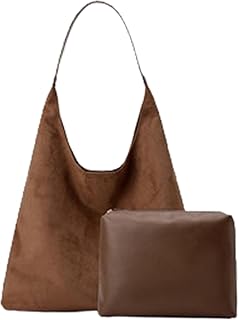 Genérico Bolso Tote Marrón Tiaastaps, Bolso Tote de Gamuza Tiaastaps para Mujer, Bolso de Hombro de Gamuza para Oficina