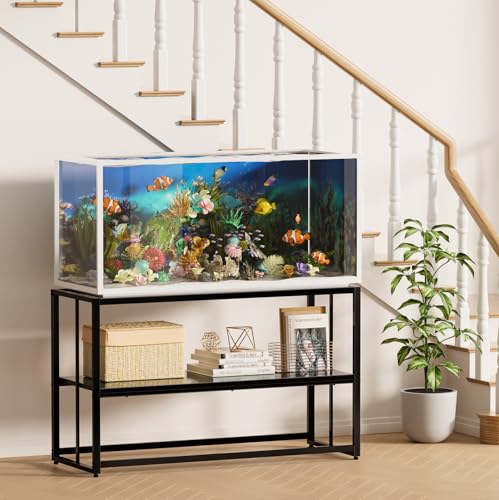 Urban Deco 55-75 Gallon Fish Tank Stand 900LBS Capacity For Aquarium Stand Metal Fish Tank Stand 48.4"x19.7"x31.5" Dual-Layer Design Terrarium Stand Ideal for Home and Office