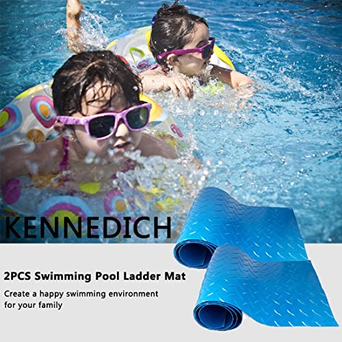 2 Rolls Pool Ladder Mats 36 X 9 Inch, Kennedich Non-Slip Protective Step Mat For Above Ground Pool Ladder, Thick Swimming Pool Mat, Sturdy Pool Ladder Pad, Cuttable For Desired Size #TOP6