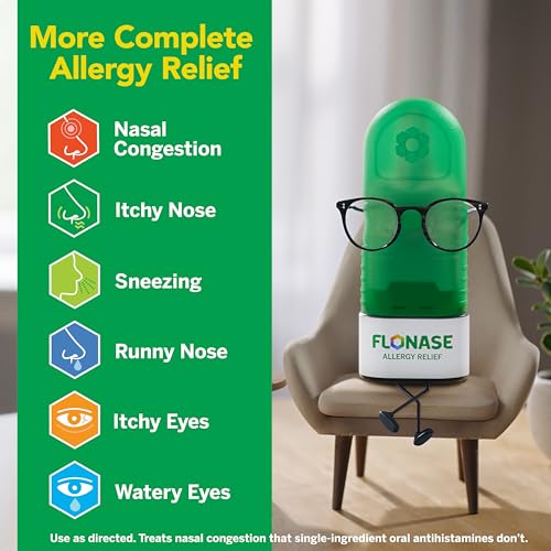 Image of Flonase Allergy Relief Nasal Spray,24-Hour Non-Drowsy Multi-Symptom Relief 144 Sprays,Bonus Pack of Tissues,(Pack of 2)