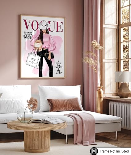 Image of Poster Master Lady with Dog Print - I Am Fashion Poster - Modern Trendy Art - Chic Gift for Women & Fashionista - Haute Couture Decor for Bedroom or Girls Room - 16x20 UNFRAMED Wall Art