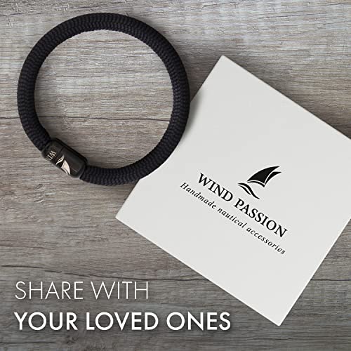 Wind Passion - Paracord Bracelet For Men & Women | Nautical Bracelet Inspired By Sailor Sea Apparel | Handmade With Braided Rope And Magnetic Clasp | For Men And Women Looking For A Sports, Athletic Or Surf Style | Waterproof Resistant | Black Bracelet #TOP5