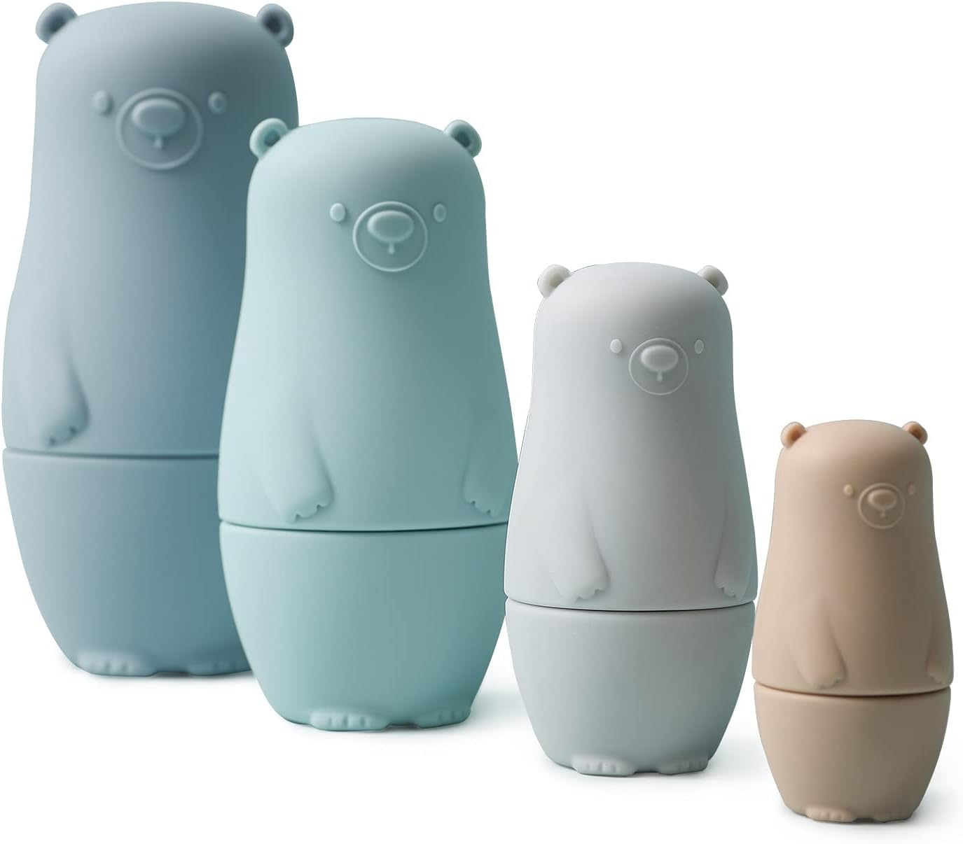 THE WHITE SHOP 4pcs Nesting Dolls | Russian Silicone Nesting Dolls for Toddlers | Doll Montessori Educational Toy | Bear Stacking Nesting Doll Toys | Gift for Kids 3 Years Up (Color : Blue)