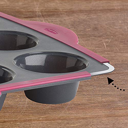 Trudeau Structure Pro Silicone Muffin Pan, 12 Cup, Grey/Pink