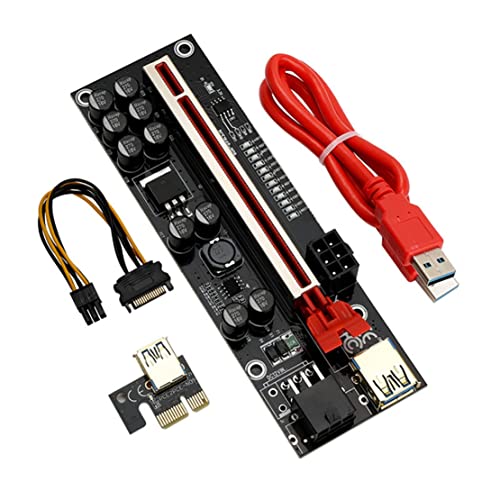 caapmony 1 unidad Ver011 Pro - Tarjeta vertical PCI-E 1 hasta 16 x USB 3.0 6 pines cable de extensión gráfico con 10 condensadores fijos B250 B75 BTC Cover