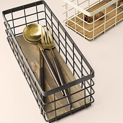 Dicunoy 2 Pack Small Wire Baskets, Narrow Rustic Storage Multipurpose Basket,Farmhouse Rectangle Bathroom Counter Organizer Tray for Kitchen Countertop, Pantry, RV,Office Decorative, 25.5 x 10 x 10cm - Cosy Home Interiors Dicunoy 2 Pack Small Wire Baskets, Narrow Rustic Storage Multipurpose Basket,Farmhouse Rectangle Bathroom Counter Organizer Tray for Kitchen Countertop, Pantry, RV,Office Decorative, 25.5 x 10 x 10cm - Image 6