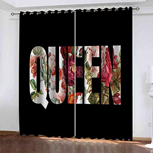 Rideau occultant à oeillets imprimé fleur de lettre 200x160cm - 2