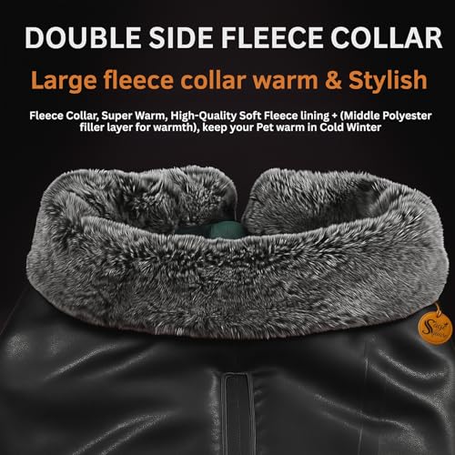 Image of Sage Square Dog Jacket Winter Coat with Fur Collar, Light Weight, Ultra Warm Windproof, Waterproof Dog /Puppy for Cold Weather, Thicker Fleece Jacket (Black, XLarge - 28inch)