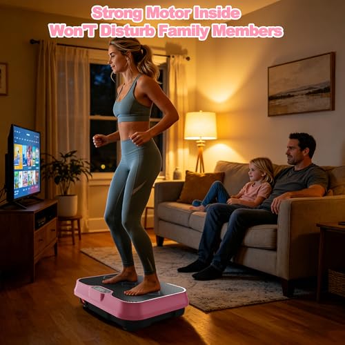 Image of Vibration Plate Machine with Resistance Bands and Remote Control 125 Speed Levels 450LB Capacity Whole Body Oscillating Platform for Home Use