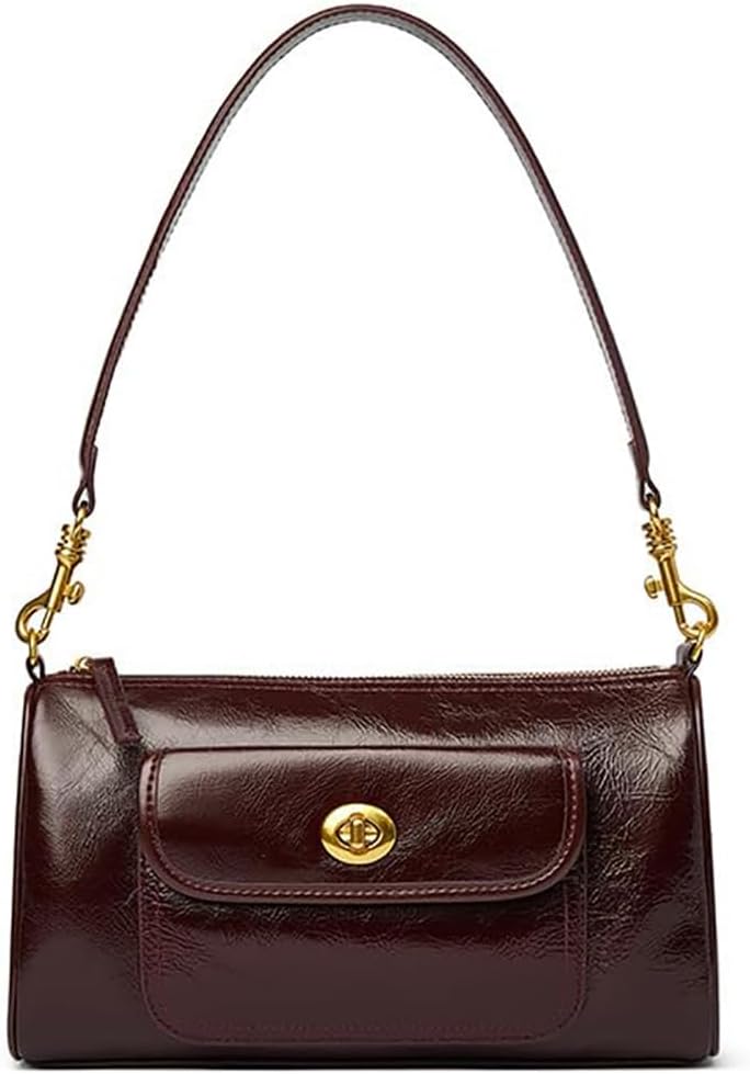 Women's Stylish Genuine Leather Shoulder Bag Lady Vintage Classic Design Handbag Purse Crossbody Bags with Two Strap | Small, Soft, Genuine Leather, Fashion, for Lady