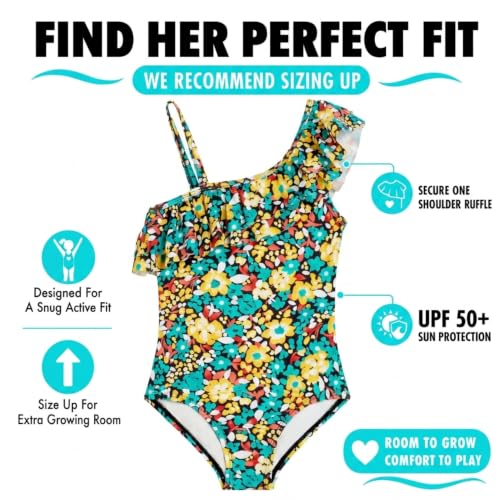 Image of Kanu Surf Girls Morgan Floral Ruffle 1-Shoulder 1-piece Swimsuit