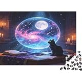 Gato Místico con Galaxia Estrellada Puzzle de 1000 Piezas Papel Puzzle para Adultos Relajación Decoración Hogar Regalo 38x26cm/1000pcs