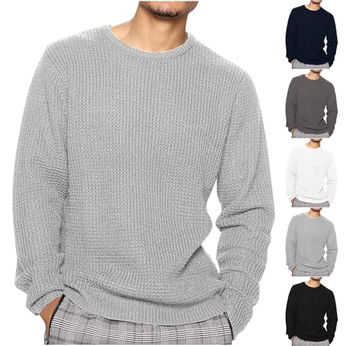 Cambkatl Men's Chunky Knit Pullover Sweaters Loose Fit Crewneck Solid Color Long Sleeve Fall Winter Jumper Tops2