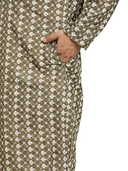 Image of SOJANYA (Since 1958, Men's Silk Blend Grey Kurta Pyjama & Silk Blend Jacket Combo