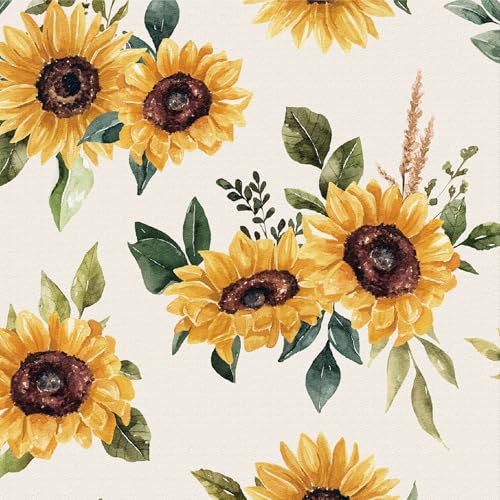 ANLIKY-Pro Papel Pintado Autoadhesivo de Girasoles en Acuarela,Estilo Boho Rural,Pegatinas de Renovación para Muebles,44x300cm,Ideal para Salón,Dormitorio,Cocina,Baño,Decoración del Hogar