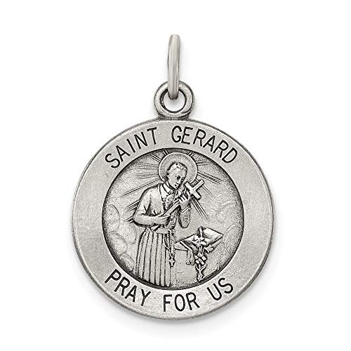Jewelryweb 925 Sterling Silver 12mm Small Solid Engravable Saint Gerard Medal Pendant Necklace for girls or boys Jewelryweb 925 Sterling Silver 12mm Small Solid Engravable Saint Gerard Medal Pendant Necklace for girls or boys