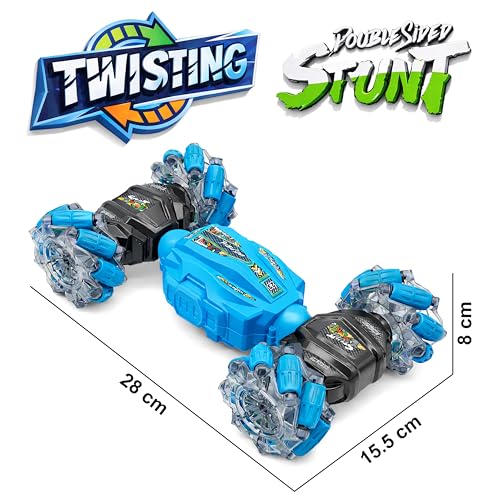 Image of VGRASSP Dual Control Twisting Drift Stunt Car Toy for Kids with Remote Control and Gesture Wrist Controller - Rechargeable 360 Rotating RC Car Toy with LED Lights, Sound Effects - Blue