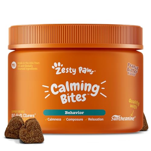 Zesty Paws Calming Chews for Dogs - for Everyday Stress, Relaxation, Composure, and Separation Peanut Butter 50 Count