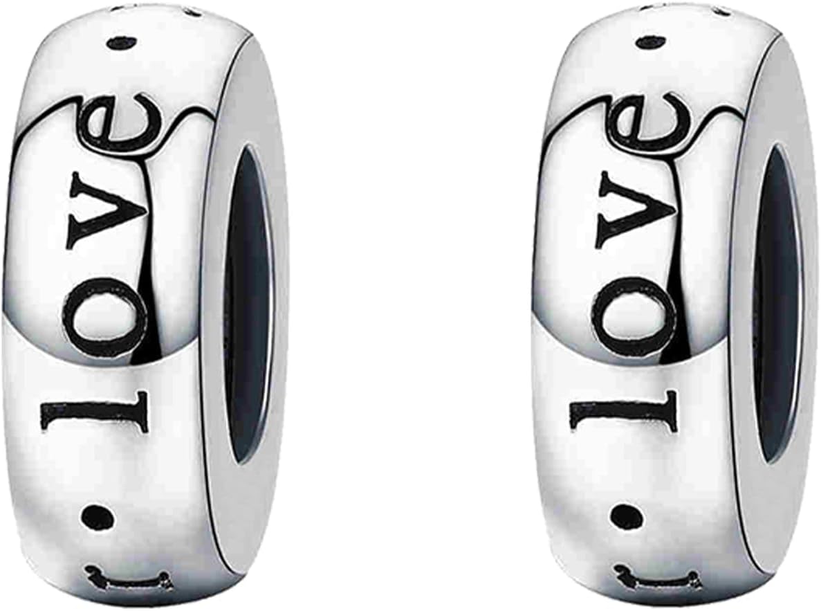 Annmors Charms Clips 925 Sterling Silver Stopper Charms fit Bracelets Necklaces Dangle Beads with 5A Cubic Zirconia Christmas Valentine Mother’s Day Gift for Women Girls