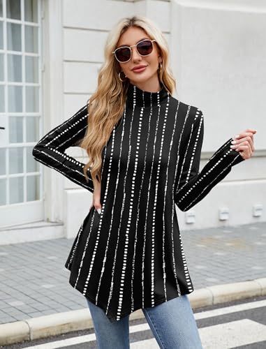 Image of JUSTFASHIONNOW Turtle Neck Shirts for Women Long Sleeve Fall Tunic Tops