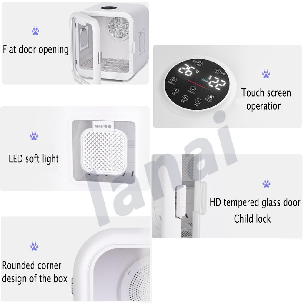 Caja secadora automática para mascotas para gatos y perros pequeños,eficiente,automático y silencioso 360° para gatos y perros,control inteligente temperatura con pantalla táctil,diseño seguro