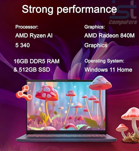 Image of Lenovo Slim 5 Touchscreen Laptop (16 inch FHD+, AMD Ryzen AI 5 340 (>i7-1355U), 16GB DDR5, 512GB SSD) Copilot+ PC for Business, Home, IR Webcam, Backlit, 11-Hr Battery Life, IST hub, Wi-Fi 7, Win 11 Home