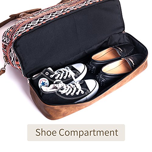 MyMealivos Canvas Weekender Bag, Overnight Travel Carry On Duffel Tote with Shoe Pouch (multi)