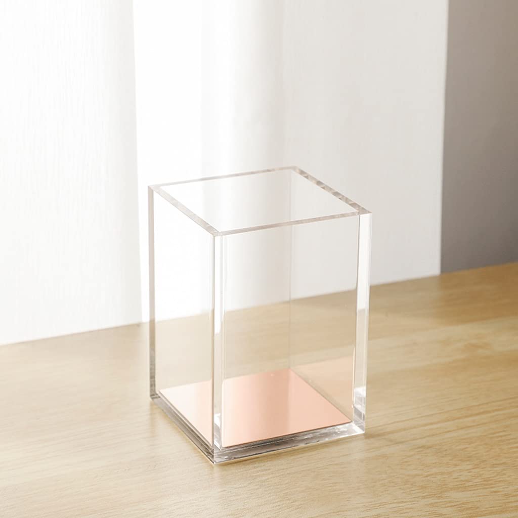 Portalápices, Organizador de Escritorio, Estuche Transparente para lápices, contenedor para bolígrafos, Taza de Oro Rosa, papelería (Oro Rosa)