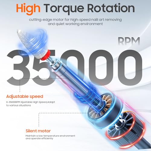 Professional Nail Drill 35000 RPM,SONGMIN Portable Cordless Efile with Bits Kit for Acrylic Nails Gel Polishing Removing,Rechargeable Electric Nail File Machine for Manicure,Pedicure Salon Home,Pink - Image 4