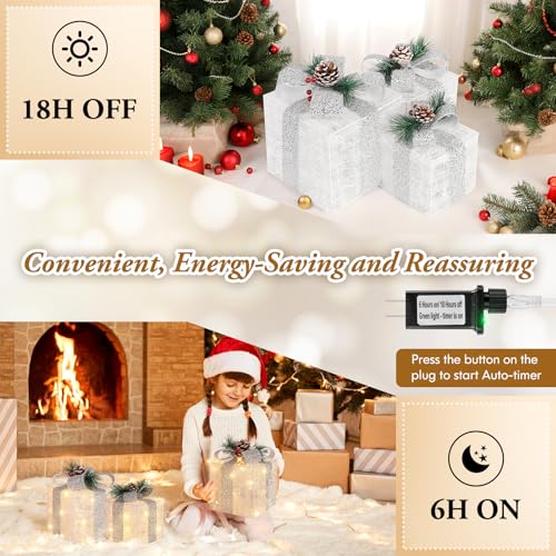 3 Pack, Christmas Lighted Gift Boxes - image 5