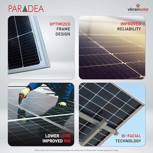 Image of Vikram Solar || Paradea High Efficiency Mono PERC PV Solar Module|| 540W-565WP|| M10 144 Half-Cut Cells|| 50V Voc|| 14.08A Isc|| 30 Years Performance Warranty|| Pack of 8~4.5KW