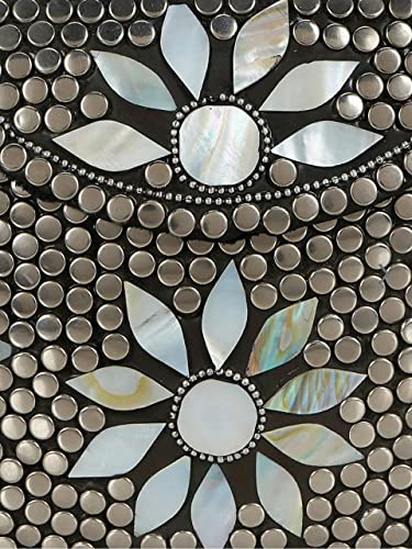 Image of Shakuntala Vintage Clutch - Metal Mosaic Stone & Shell Design Purse - Handmade Women's Handbag