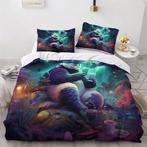 Housse de couette panda zippée anti-glissement microfibre douce - 4