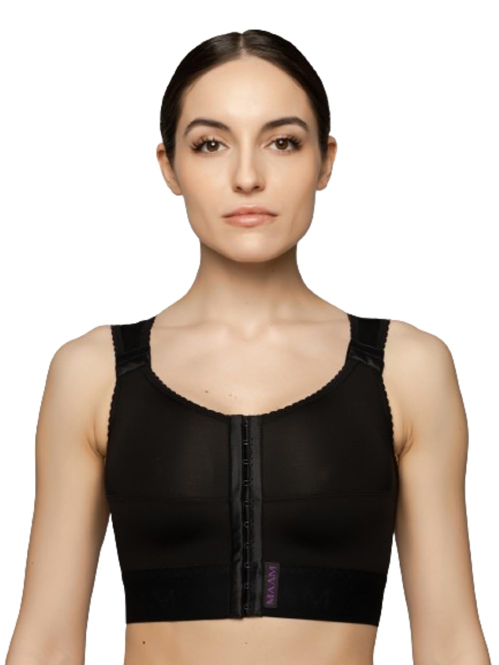 Maam, Post Op Compression Bra Front Close and 2" Elastic Band, VMN 130 S (Black, Small)