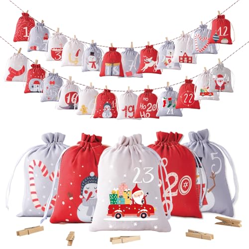 Adventskalender zum Befüllen, 24 Adventsäckchen zum Selbstbefüllen...