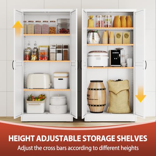 Image of PAOFIN 63 inch White Metal Storage Pantry Cabinet