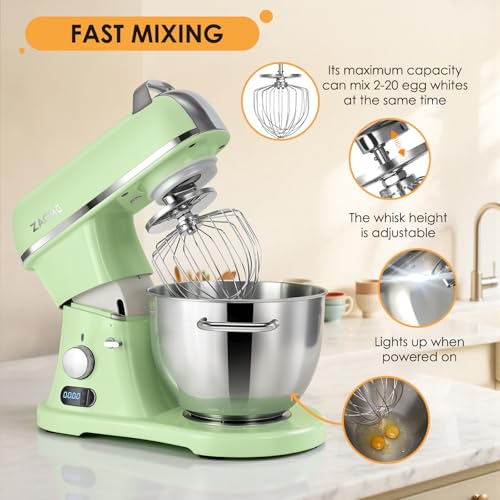 Image of ZACME 8.4QT Commercial Stand Mixer 800W with Aluminum Die Casting Meets the Standard of NSF /ANSI 8-2023, Mixers Kitchen Electric Stand Mixer with Stainless Steel 8L Bowl, Dough Hook, Whisk and Beater