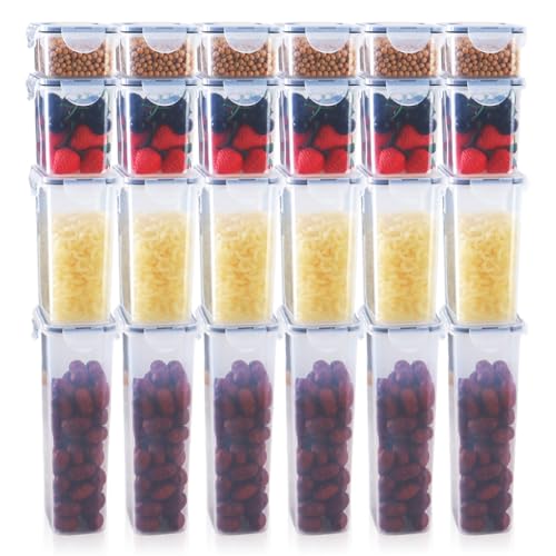 48 PCS Airtight Food Storage Containers with Locks (4 Sizes) – BPA-Free Plastic Kitchen & Pantry Organizers, Stackable Leakproof Containers for Flour, Sugar, Cereal,Snack,Pet,Meal Prep