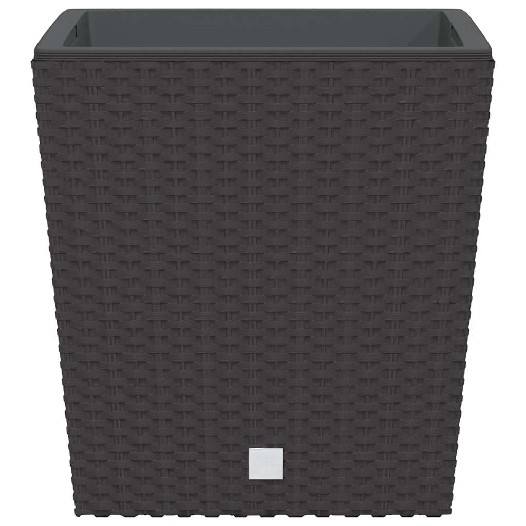Pflanzkübel Rattan-Optik Braun - Quadratischer Blumentopf 32x32x32,5 cm mit herausnehmbarem Einsatz 21L/32L - Robustes Pflanzgefäß für Garten, Balkon, Terrasse und Außenbereich