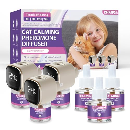 Cat-Calming-Diffuser-Kit-with-Timer-And-Memory-Adjustable-481224H-Cat-Pheromone-Diffuser-3-Pack-48ml-Each-Helps-Reduce-Stress-Spraying-Fighting-Excessive-Meowing-Scratching-Fits-All-Cats Cat Calming Diffuser Kit with Timer And Memory Adjustable 4/8/12/24H Cat Pheromone Diffuser 3-Pack (48ml Each) Helps Reduce Stress, Spraying, Fighting, Excessive Meowing & Scratching Fits All Cats - Image 1