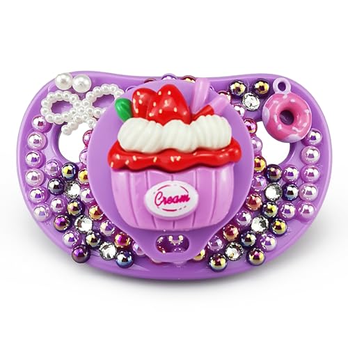 Image of Adult Sized Pacifier Purple Red Icecream Pattern Pacifier for Adults