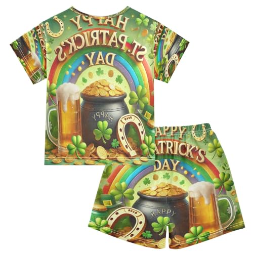 Clover St Patricks Pajama Set Short Sleeve Summer Pajamas Shorts Sets PJ Clothes Set Soft 5Y2