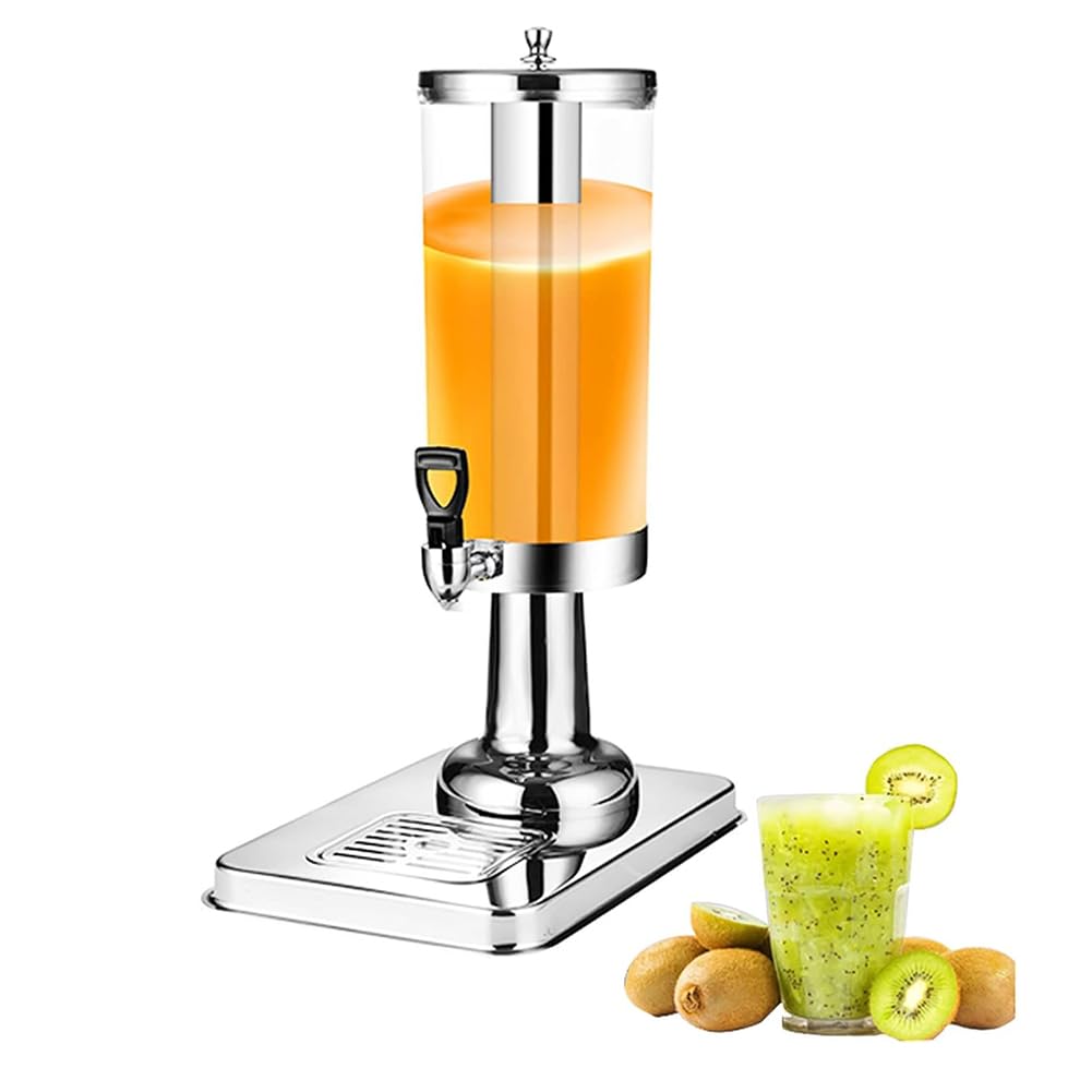 MYUYEE 3L Beverage Dispensers For Parties, Transparent Drinks Dispenser With Stand, Iced Drink Server With Spigot, Clear Plastic Juice Container For Banquet (Silver)