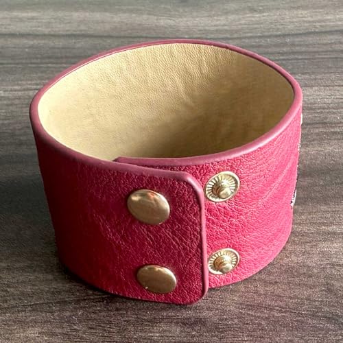 Punk Rock Flower Pattern Wristband Wide Pu Leather Arm Cuff Bracelet3