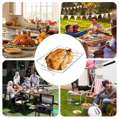 Truthahn Bratrost | Edelstahl V-förmiger Ständer | Metall Bratrost Für Geflügel Und Schweinefleisch,Für Hähnchen Pute Schwein Grillen Backen Picknick Camping Küche Indoor Outdoor