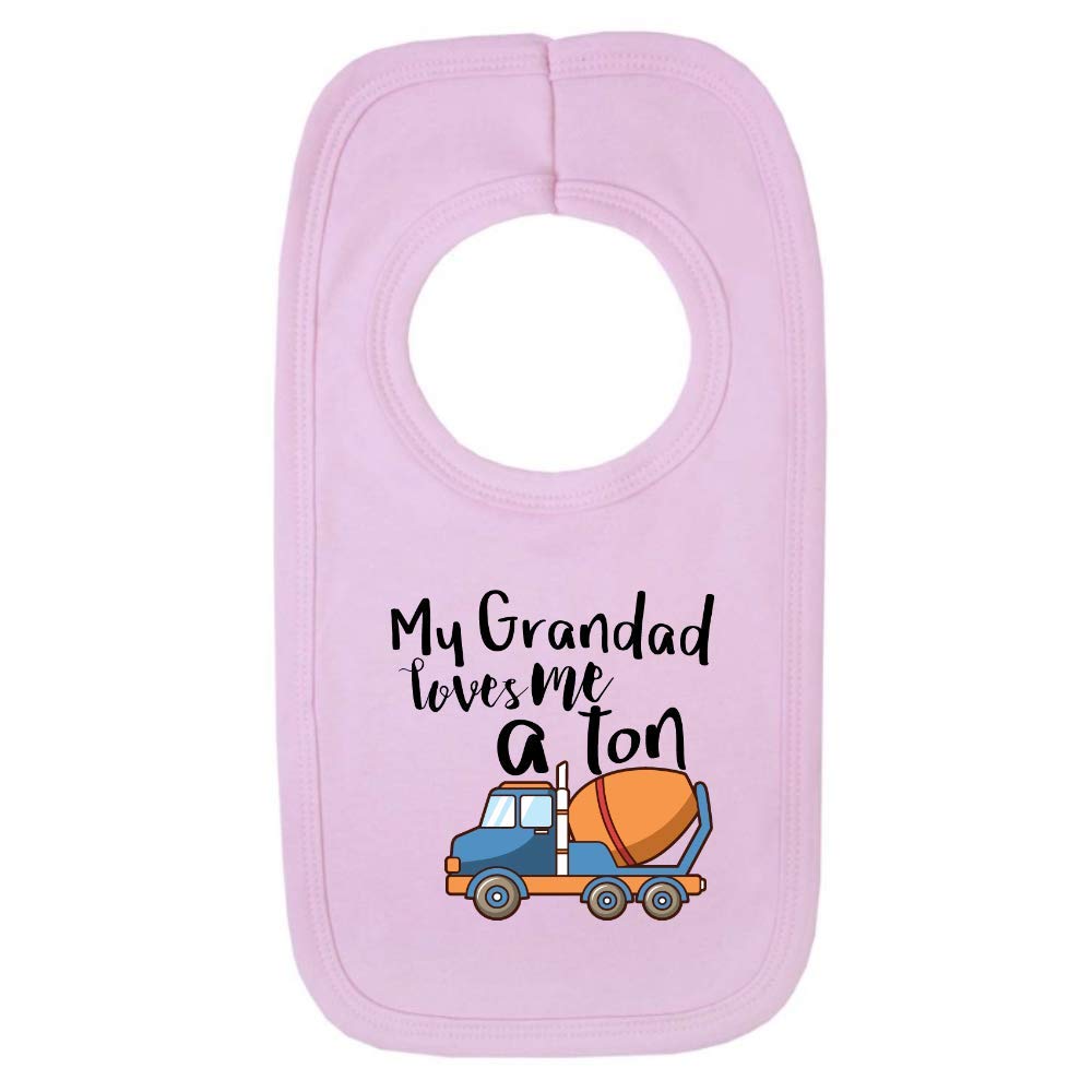 Kickass Tees My Grandad Loves Me a Ton 1 Baby Bib One Size Pink New Baby Born Boy from Grandad Gift