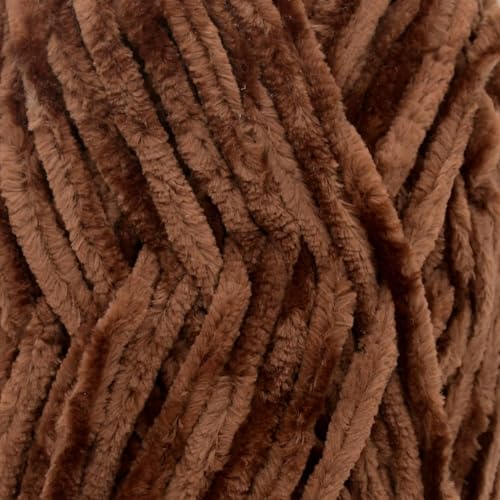 Image of 100g Velvet Chenille Yarn for Crocheting,Coffee Fluffy Velvet Plush Thick Soft Chunky Chenille Baby Blanket Yarn for Crocheting Knitting Beginners（Coffee）