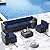 SUNCROWN 7-Piece Outdoor Patio Furniture Sofa Set All-Weather Wicker Sectional Conversation Set with Modern Glass Coffee Table and Cushions-Dark Blue